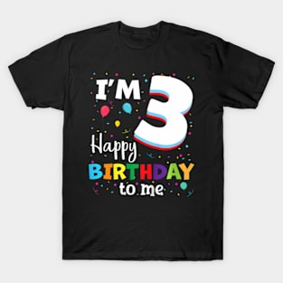 Kids Three 3yr 3th Birthday Happy Birthday Boys Girls 3 Years Old T-Shirt